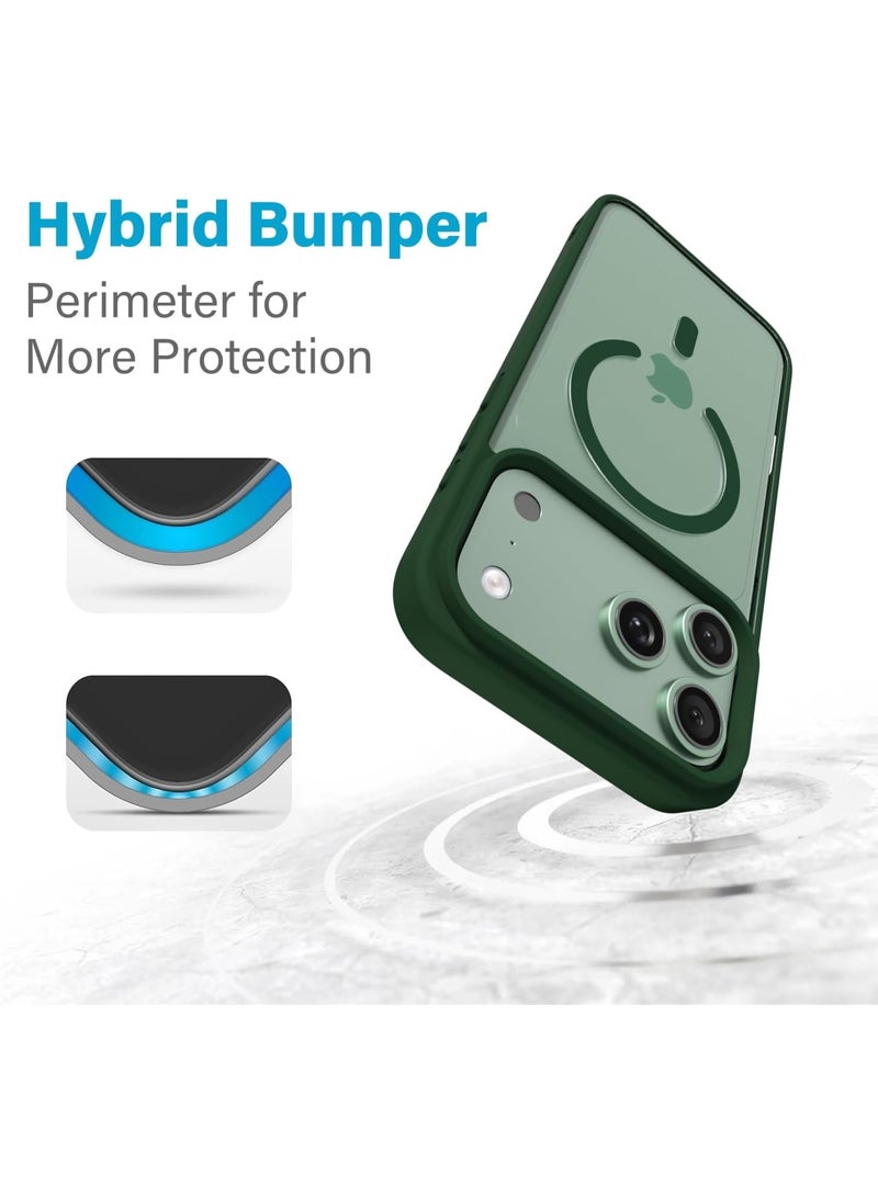 أكاليكس جراب مغناطيسي لهاتف iPhone 17 Pro Max، متوافق مع MagSafe، غطاء فاخر مطلي، جراب هاتف واقي مقاوم للصدمات من مادة TPU الناعمة الشفافة، (أخضر غامق). - Image 4