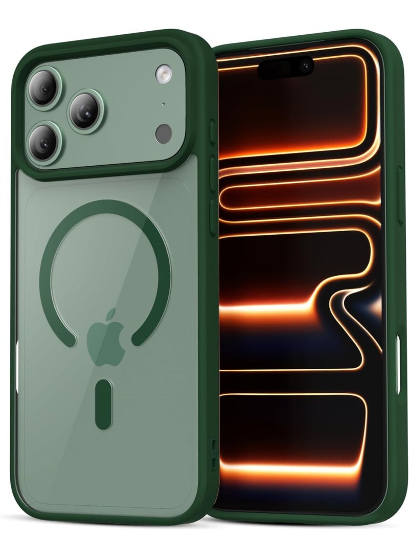 أكاليكس جراب مغناطيسي لهاتف iPhone 17 Pro Max، متوافق مع MagSafe، غطاء فاخر مطلي، جراب هاتف واقي مقاوم للصدمات من مادة TPU الناعمة الشفافة، (أخضر غامق). - Image 1