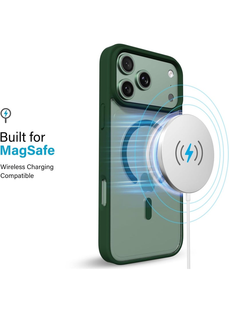 أكاليكس جراب مغناطيسي لهاتف iPhone 17 Pro Max، متوافق مع MagSafe، غطاء فاخر مطلي، جراب هاتف واقي مقاوم للصدمات من مادة TPU الناعمة الشفافة، (أخضر غامق). - Image 3