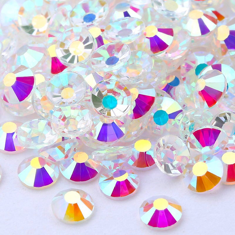 Dowarm 1440 Pieces SS6 Flatback Rhinestones 2MM Flatback Crystal Rhinestones for Craft Nails Dance Costumes Non Hotfix Transparent AB