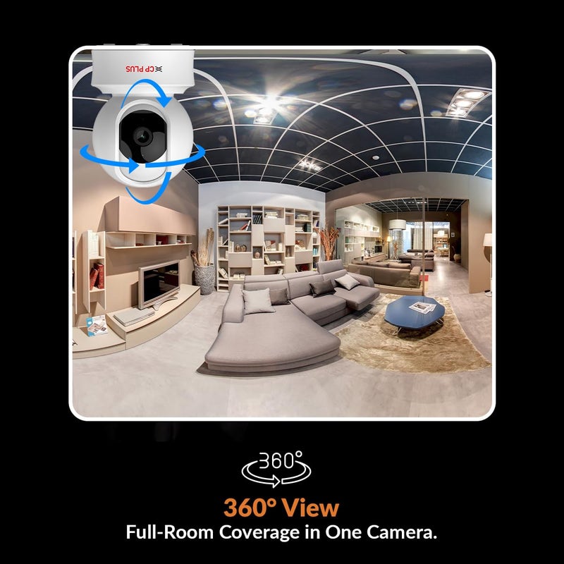 CP PLUS كاميرا CCTV بدقة 2 ميجابكسل عالية الدقة مع واي فاي للمنزل مع تتبع الحركة | كشف الإنسان والصوت | رؤية ليلية بالأشعة تحت الحمراء | تسجيل سحابي | عرض وتحدث | أليكسا وجوجل هوم | حماية CTC سيبر سكيور | CP-E25Q - Image 5