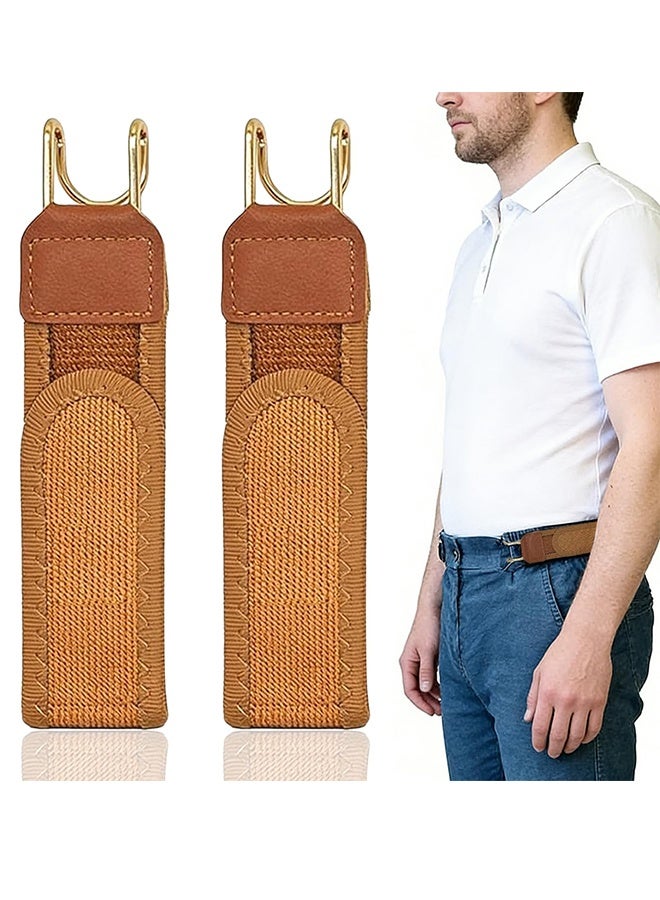 NAKODU 2 PCS Buckleless Belt Hook, Metal Hook Elastic Belt for Men Women, Invisible Stretch No Buckle Waistband, Adjustable Side Waistband For Work, Casual, Business, Travel, Commuting, Easy To Use - Image 1