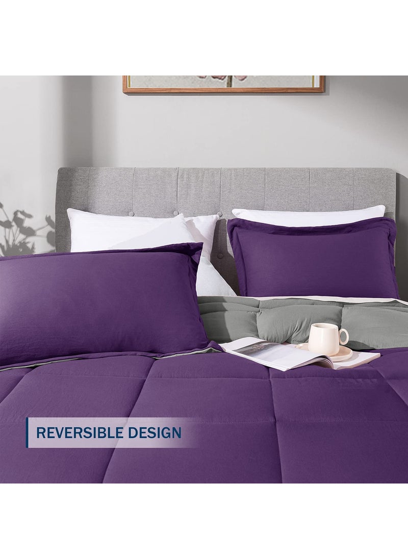 PUM PUM PUM PUM 250 GSM Microfiber Reversible Comforter King SizePurpleGrey  - Image 5