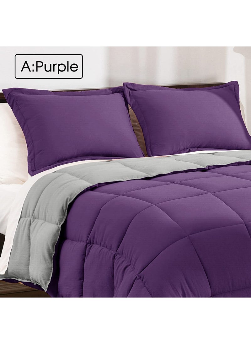 PUM PUM PUM PUM 250 GSM Microfiber Reversible Comforter King SizePurpleGrey  - Image 3