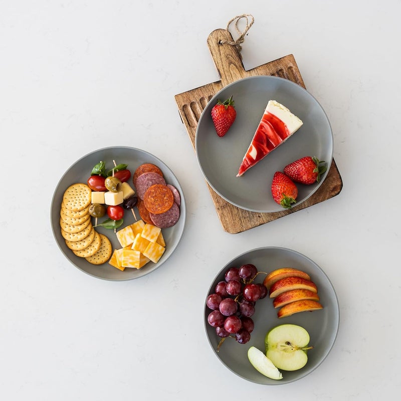 Grow Forward Premium Wheat Straw Dessert Plates  8 Inch Reusable Hard Plastic Plates Set of 8  Unbreakable Microwave Safe Plates for Dinner Camping RV Outdoors Patio Kitchen Dishes  Feather - Image 5
