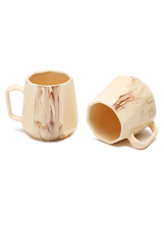 Arrabi Cream Abstract Ceramic Handmade 6 Piece Cups - 150ml - Image 3