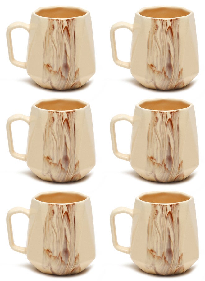 Arrabi Cream Abstract Ceramic Handmade 6 Piece Cups - 150ml - Image 2