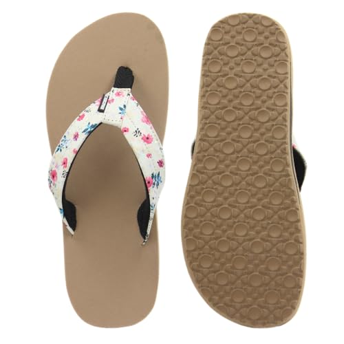 SHAPECRUNCH Women's Arch Support Slippers | Ortho Flipflops with soft MCR footbed - Reduce Pressure on Feet, Joints, and Back (Beige - Floral, UK Footwear Size System, Adult, Women, Numeric, Medium, 5) - Image 4