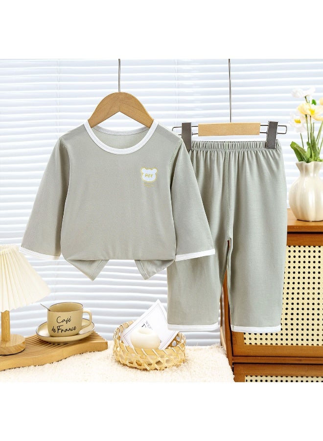 Moisture-Wicking Kids Pajama Set Boy Girl Long Sleeve Home Wear Summer Lightweight Air Conditioning Sleepwear for Child - Image 1