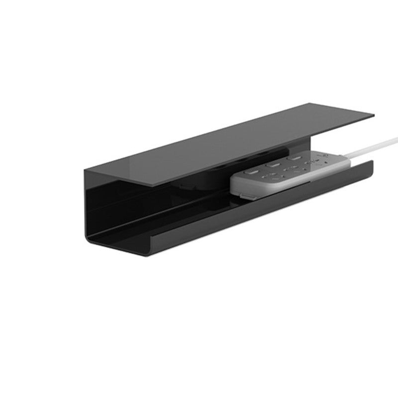 Under Desk Cable Management Tray: Black PVC Material Punch Free - Reduce Clutter Multi Functional Cable Organizer for Home Office Internet Cafe - Image 1