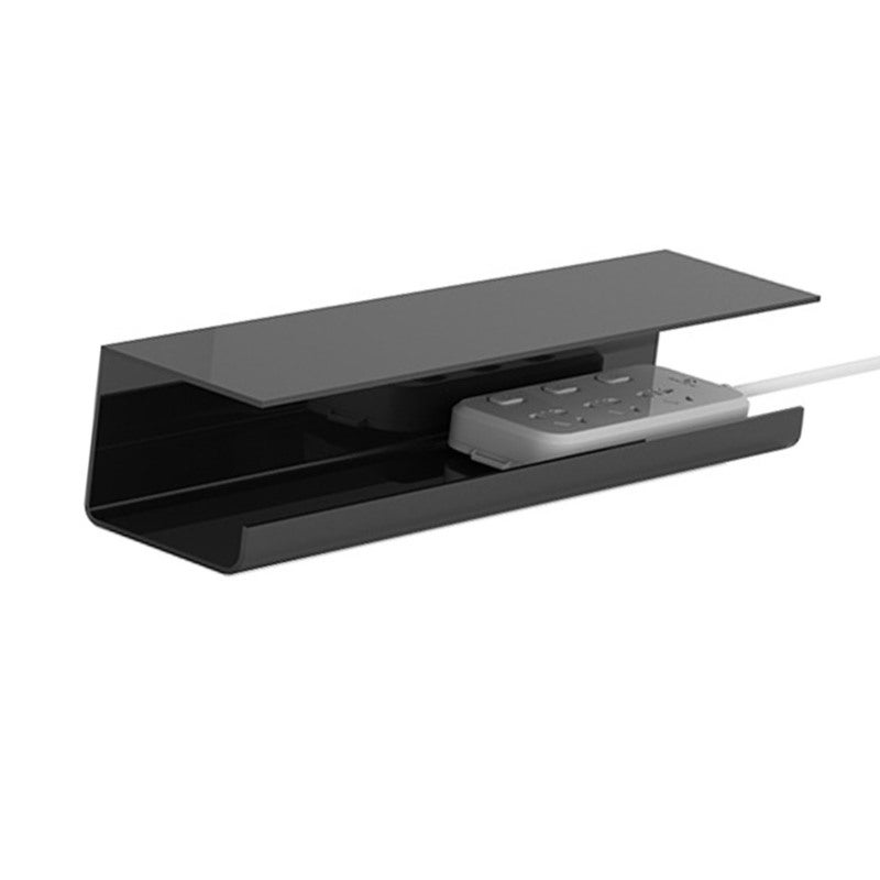 Under Desk Cable Management Tray: Black PVC Material Punch Free - Reduce Clutter Multi Functional Cable Organizer for Home Office Internet Cafe - Image 2