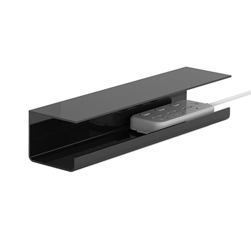 Under Desk Cable Management Tray: Black PVC Material Punch Free - Reduce Clutter Multi Functional Cable Organizer for Home Office Internet Cafe - Image 5