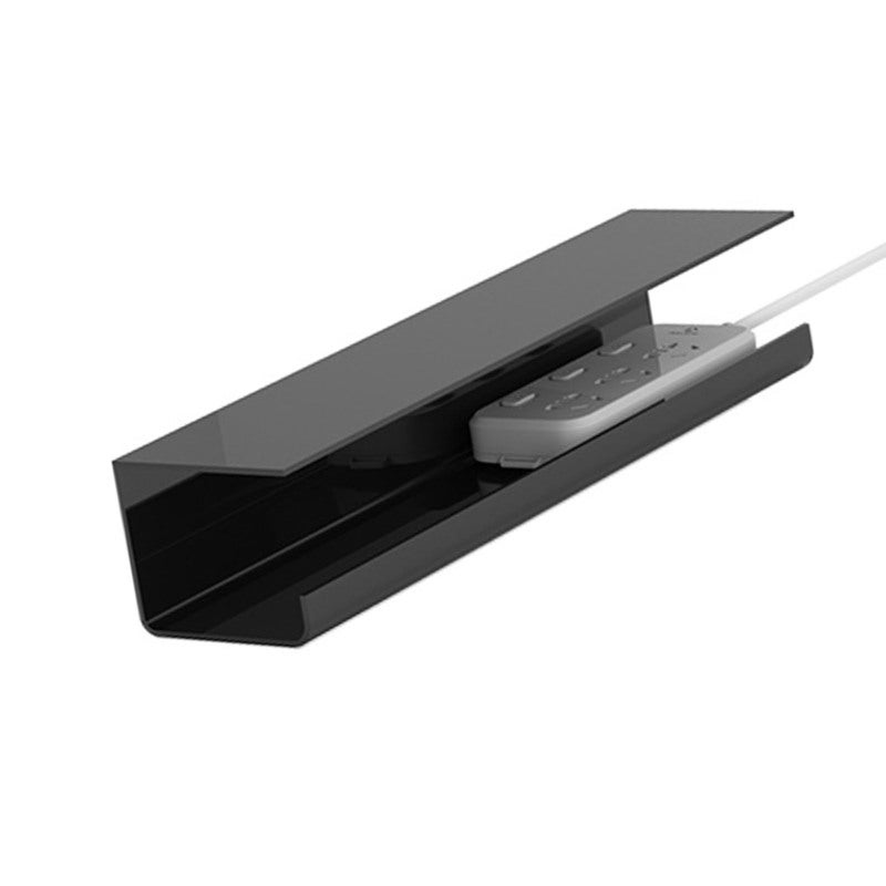Under Desk Cable Management Tray: Black PVC Material Punch Free - Reduce Clutter Multi Functional Cable Organizer for Home Office Internet Cafe - Image 3