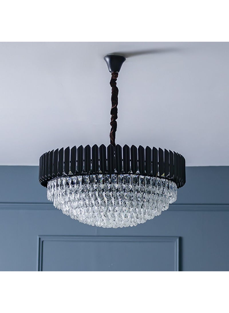 DANUBE HOME Lille Black Crystal Chandelier - Elegant Living Room Lighting, 15 E14 Bulb Sockets, 75cm Diameter, Stunning Metal & Crystal Design  - Image 1