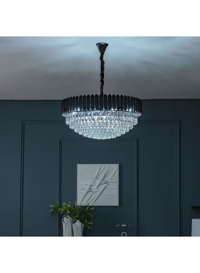 DANUBE HOME Lille Black Crystal Chandelier - Elegant Living Room Lighting, 15 E14 Bulb Sockets, 75cm Diameter, Stunning Metal & Crystal Design  - Image 3