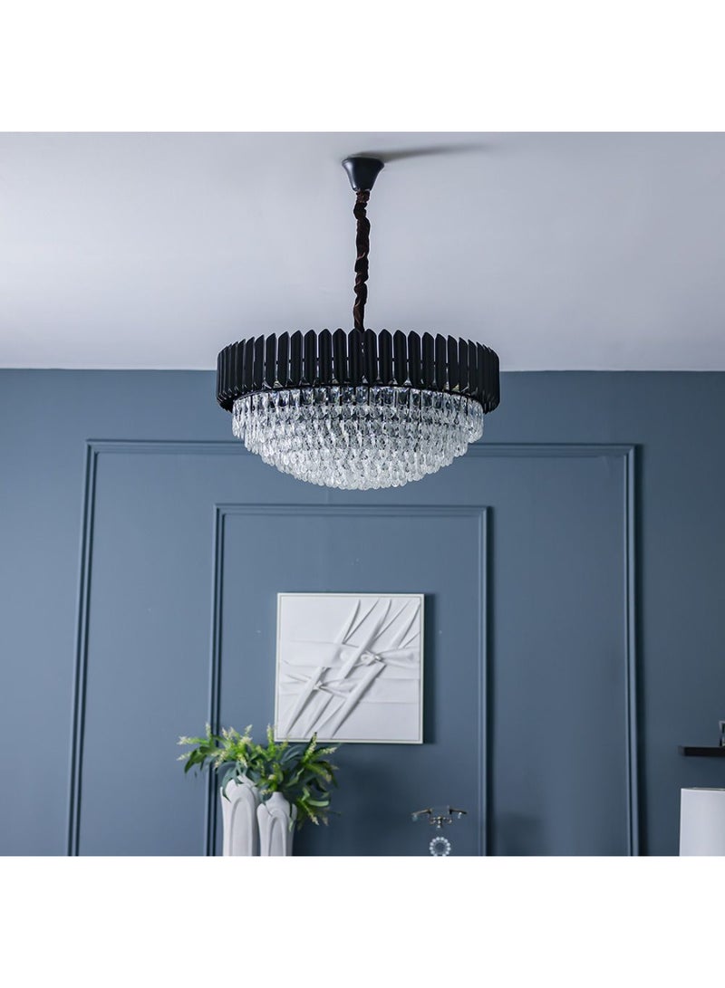 DANUBE HOME Lille Black Crystal Chandelier - Elegant Living Room Lighting, 15 E14 Bulb Sockets, 75cm Diameter, Stunning Metal & Crystal Design  - Image 4