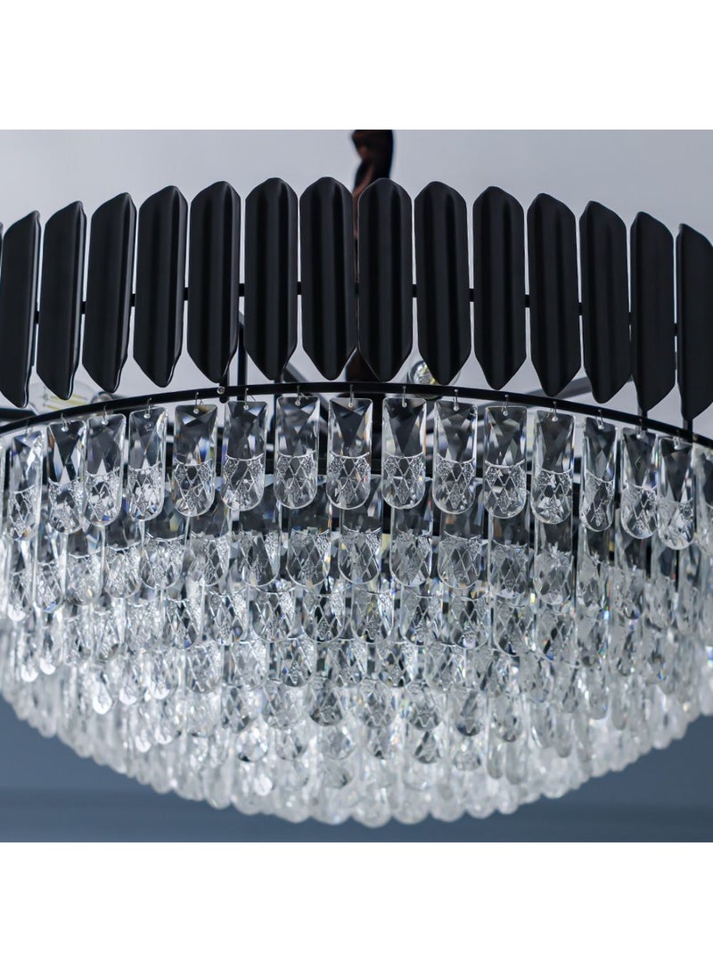 DANUBE HOME Lille Black Crystal Chandelier - Elegant Living Room Lighting, 15 E14 Bulb Sockets, 75cm Diameter, Stunning Metal & Crystal Design  - Image 2