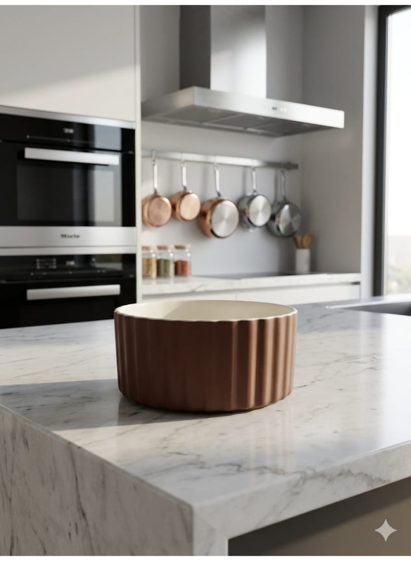 Brown Geometric Porcelain Plate – Elegant Serving Plate for Appetizers, Desserts and Daily Use - Image 3
