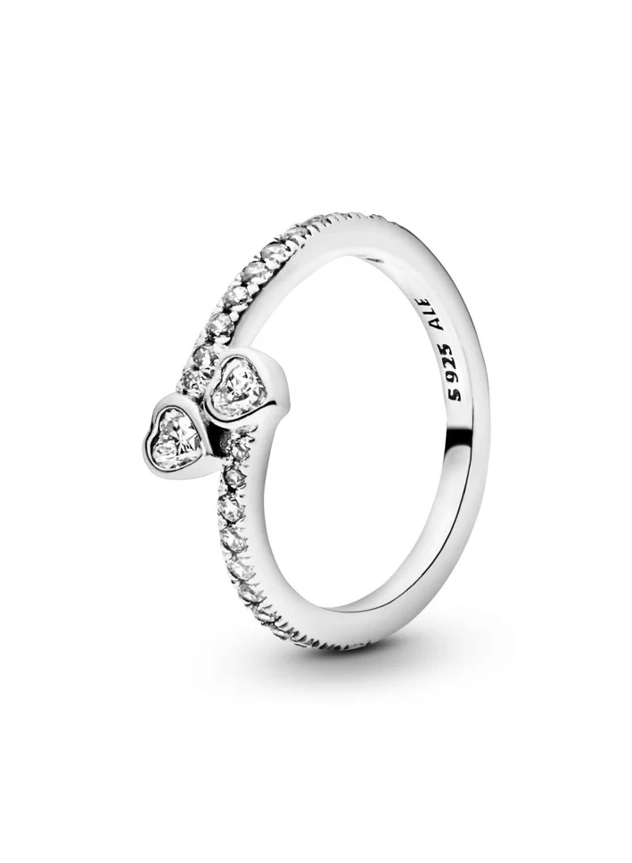 باندورا Two Sparkling Hearts Ring