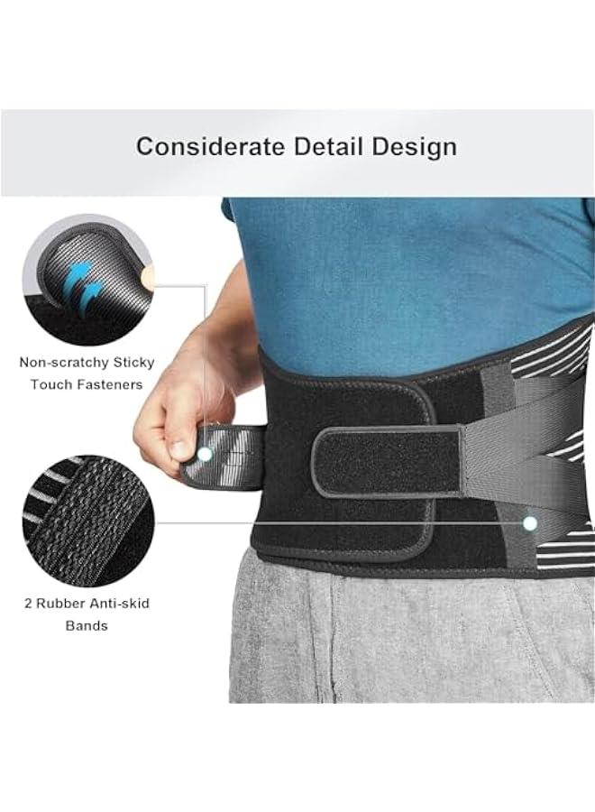HOOKOR Back Brace, Lower Back Pain Relief with Stays, Adjustable Back Support Belt for Work, Back Brace for Lower Back Pain Relief, Anti-skid Lumbar Support for Sciatica Scoliosis for Men, Women (L) - Image 2