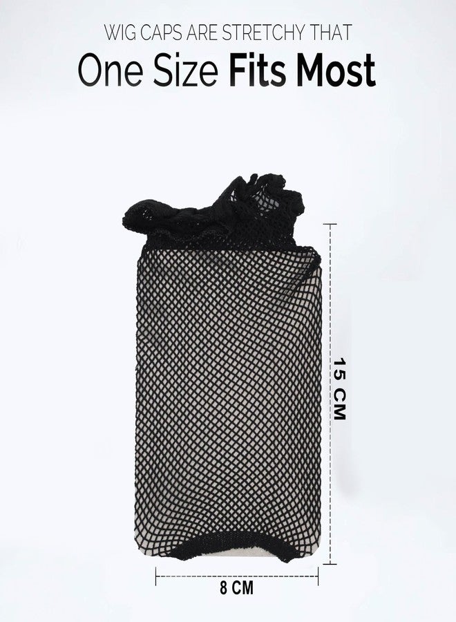 BOXO Set Of 3 Wig Caps For Weaving Stretchable Net Mesh Fishnet Elastic Wigs Cap 15 Gram Black Color Pack Of 1 - Image 2