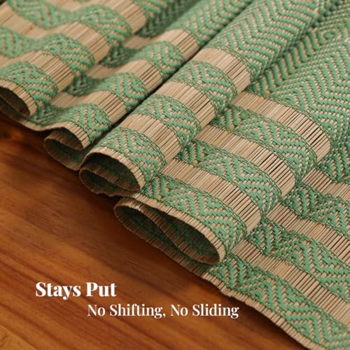 Peepul Tree Handmade Table Runner for 6 Seater| Multipurpose Natural Grass Table Runner for Dining Table, Coffee & Centre Table | Non-Slippery | Heat-Resistant |12" x 72"Inch | Aqua Green & Beige - Image 5