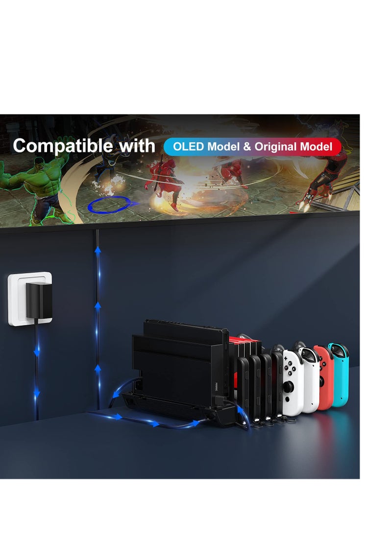 SYOSI Controller & J-Cons Charger, for Switch Accessories Organizer Station, Switch Organizer with Controller Charging Dock, Switch Storage for Games, TV Dock, Pro Controller, Compatible with NS & OLED - Image 4