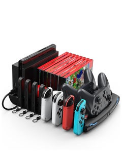 KASTWAVE Switch Accessories Organizer Station, Controller & J-Cons Charger, Switch Storage for Games, TV Dock, Pro Controller, Wrist Strap, Compatible with NS & OLED  - Image 1