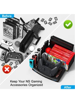 KASTWAVE Switch Accessories Organizer Station, Controller & J-Cons Charger, Switch Storage for Games, TV Dock, Pro Controller, Wrist Strap, Compatible with NS & OLED  - Image 4