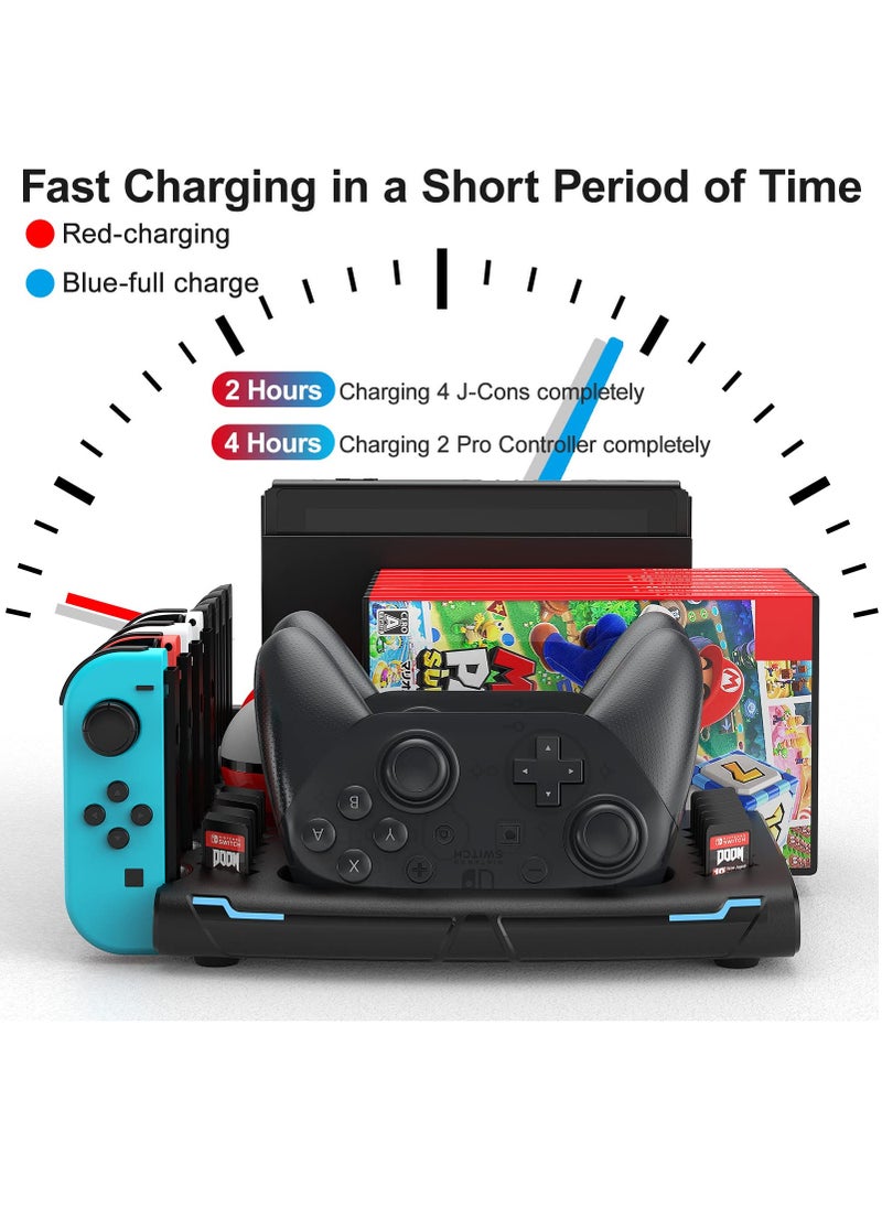 KASTWAVE - Switch Accessories Organizer Station, Controller & J-Cons Charger, Switch Storage for Games, TV Dock, Pro Controller, Wrist Strap, Compatible with NS & OLED - Image 1