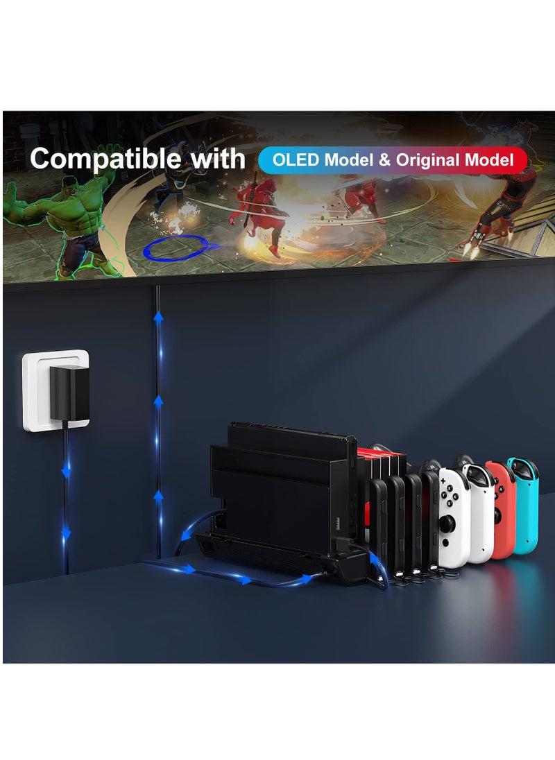 KASTWAVE - Switch Accessories Organizer Station, Controller & J-Cons Charger, Switch Storage for Games, TV Dock, Pro Controller, Wrist Strap, Compatible with NS & OLED - Image 1