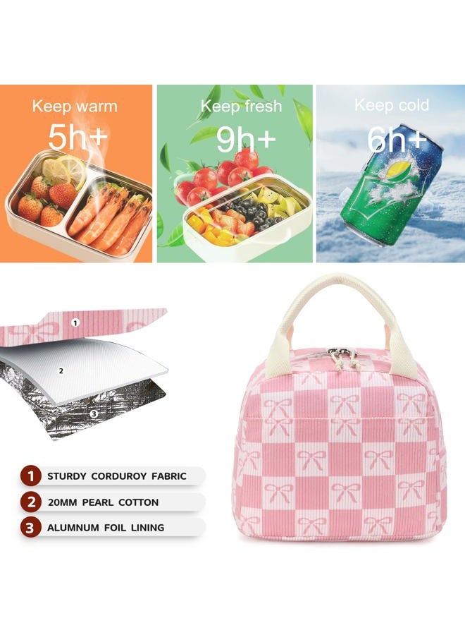 BLUBOON Lunch Bag for Women Men Cute Corduroy Lunch Tote Bags Reusable Insulated Lunch Box Large Capacity Reusable Insulated Cooler for Work Picnic or Travel - Image 2