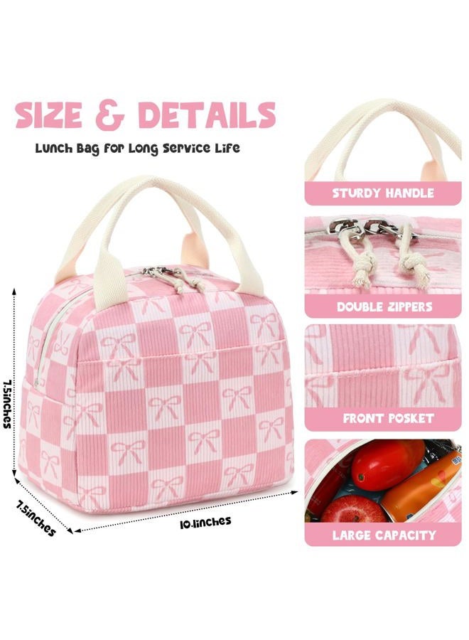 BLUBOON Lunch Bag for Women Men Cute Corduroy Lunch Tote Bags Reusable Insulated Lunch Box Large Capacity Reusable Insulated Cooler for Work Picnic or Travel - Image 3