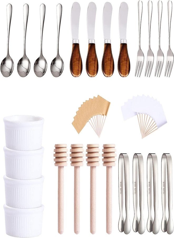GUZE-US Charcuterie Accessories(25 Psc), Cheese Spreaders For Charcuterie Board, Mini Serving Spoons, Blank Toothpick Flags, Bowl For Christmas Pastry Making, forks And Mini Serving Tongs - Image 1