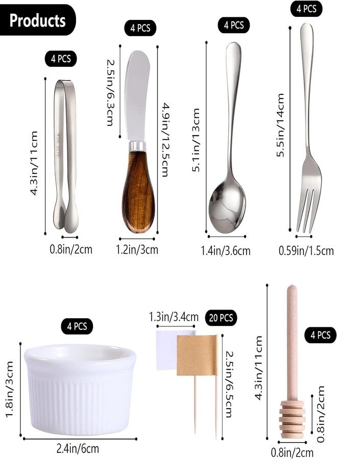 GUZE-US Charcuterie Accessories(25 Psc), Cheese Spreaders For Charcuterie Board, Mini Serving Spoons, Blank Toothpick Flags, Bowl For Christmas Pastry Making, forks And Mini Serving Tongs - Image 2
