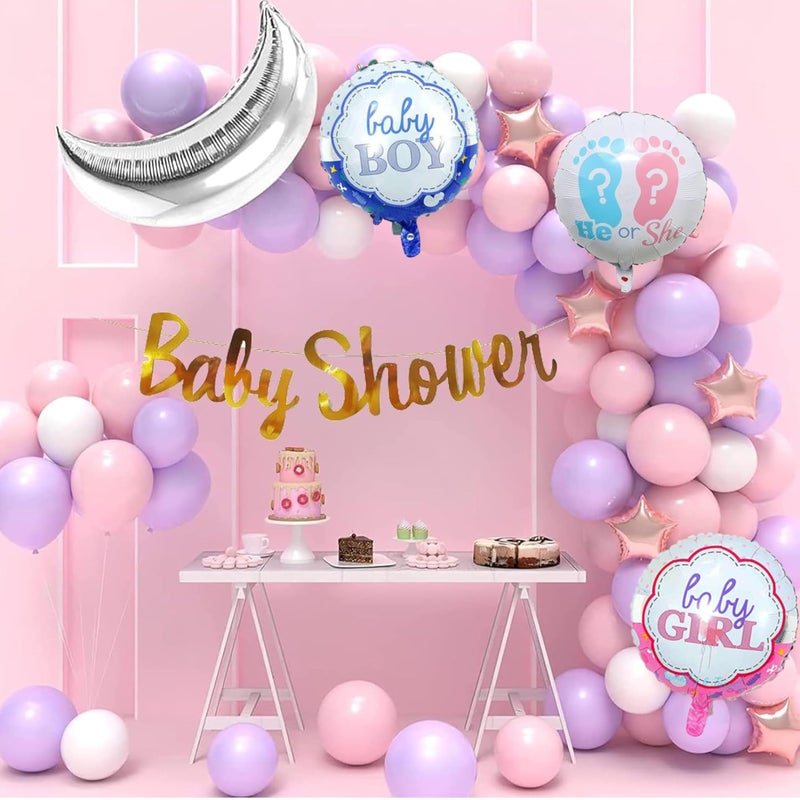 TOYXE Baby Shower Balloons Paper Banner Decoration Set of 102 Pieces | Mom To Be Decoration Items Set | Baby Shower Balloons | - Image 4