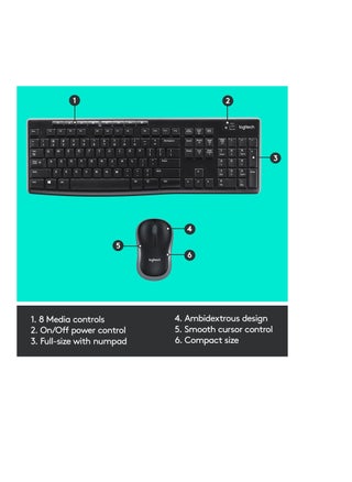 Logitech Mk270 Wireless Keyboard And Mouse Combo For Windows, 2.4 Ghz Wireless, Compact Wireless Mouse, 8 Multimedia And Shortcut Keys, 2-Year Battery Life, Pc/Laptop - pzsku/ZB72192413AB97F87037FZ/45/_/1724778071/0cb6ab39-702b-42a3-9a5b-e3b9d1e57d09