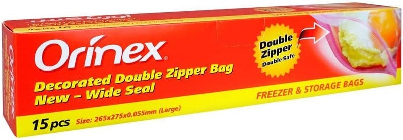 Orinex Deco Double Zipper Bags - 15-Piece Large Storage Bags - Image 1