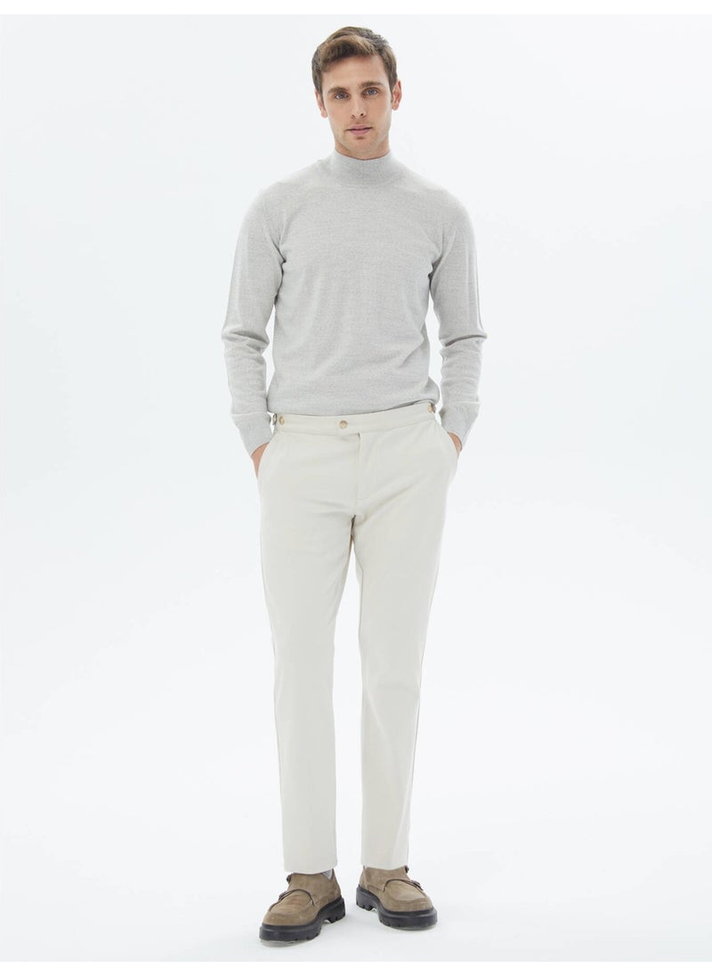 Kip - Light Grey Half Turtleneck Plain Knit Wool Blend Sweater - Image 1