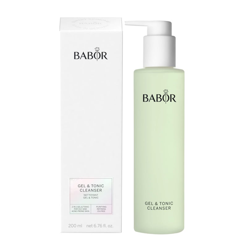 BABOR Gel Tonic Cleanser for Oily and Blemished Skin, Cleansing Gel and Toner in One, Vegan Formula, Gel; Tonic 2 in 1, 1 x 200 ml (Gel Tonic Cleanser) - Image 1