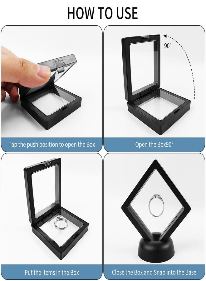 Taefuwr 3D Floating Display Case, Black, Modern, Rectangular, Dustproof, 5 Sets, Jewelry, Medals, Challenge Coins, Small Items - Image 4