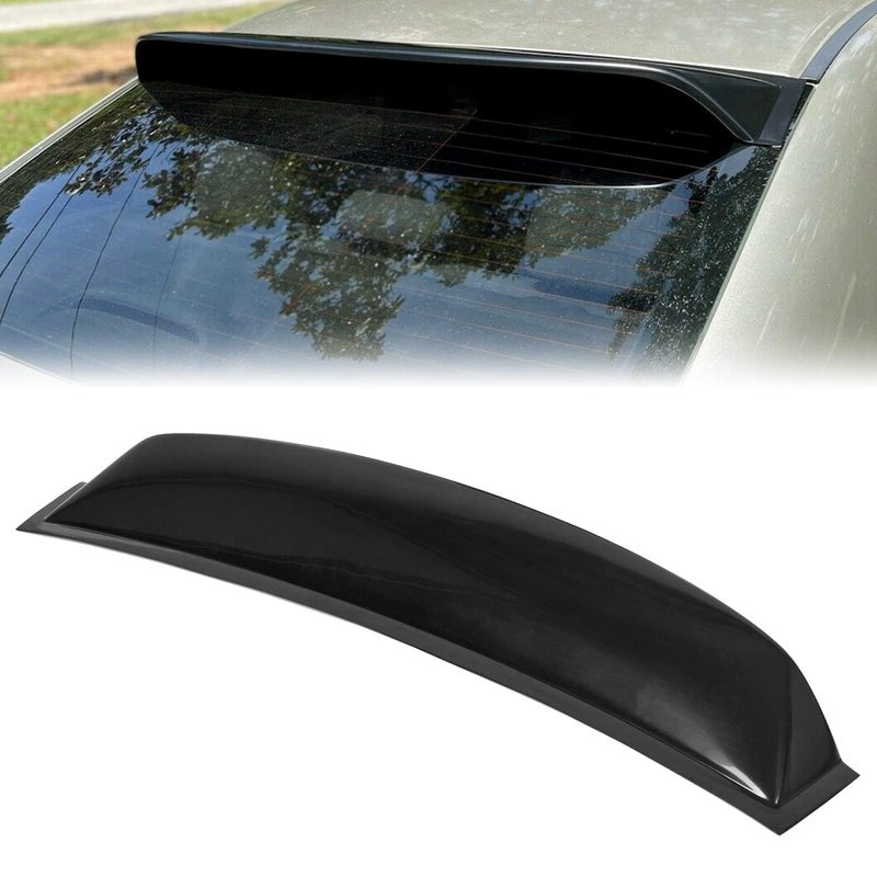 ECOTRIC Roof Spoiler Compatible with 2006-2015 Honda Civic 4DR Sedan, Window Deflector Black Rear Visor Vent Wing, ABS Guards Shade - Image 1