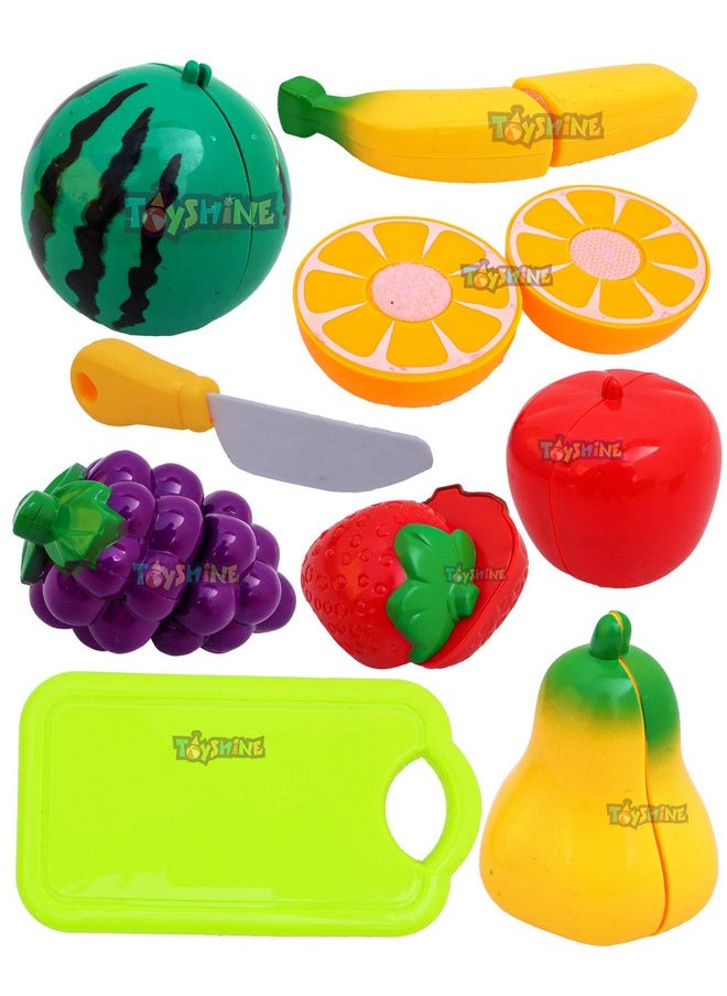 Toyshine Toyshine Realistic Sliceable 7 Pcs Fruits Cutting Play Toy Set, Can Be Cut in 2 Parts, Assorted  - Image 2