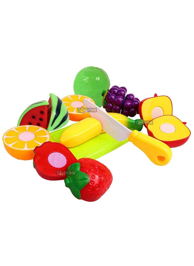 Toyshine Toyshine Realistic Sliceable 7 Pcs Fruits Cutting Play Toy Set, Can Be Cut in 2 Parts, Assorted  - Image 1