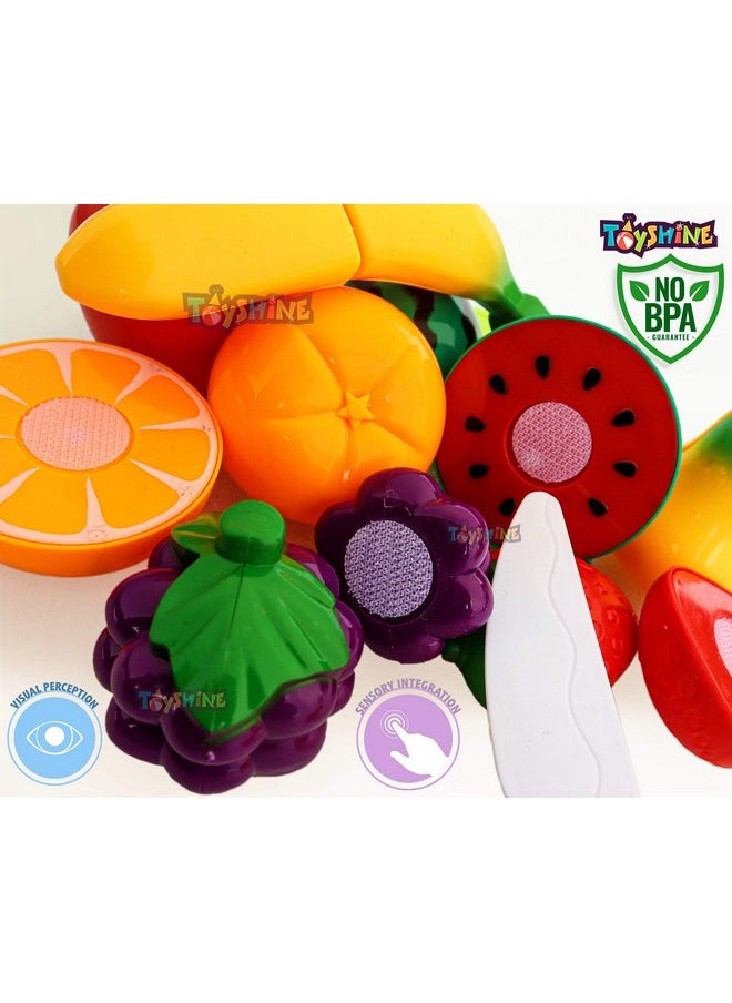 Toyshine Toyshine Realistic Sliceable 7 Pcs Fruits Cutting Play Toy Set, Can Be Cut in 2 Parts, Assorted  - Image 3