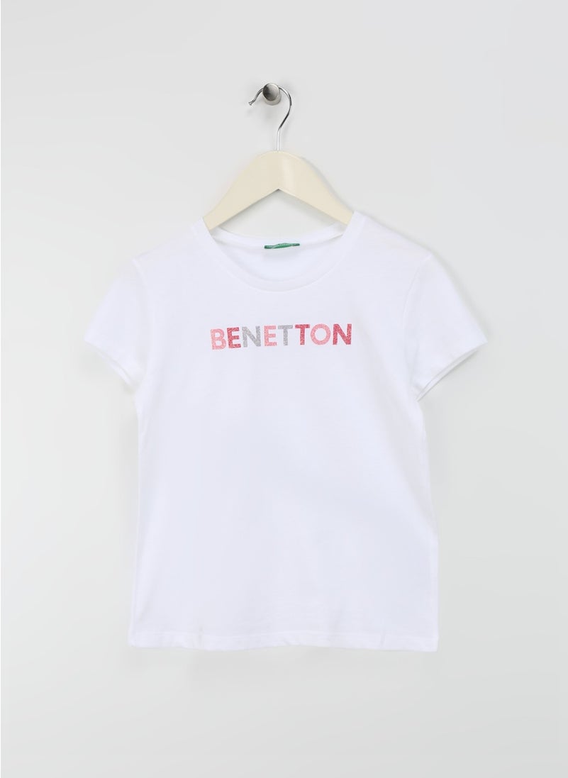Benetton White Girl's T-Shirt 3I1XC10H8  - Image 1
