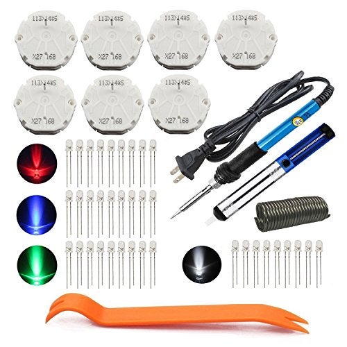 Zinger Instrument Cluster Gauge Stepper Motor Repair Kit X27 168 Fits 03-06 GM Chevy Silverados Tahoes Yukons(7Motors+36Led Light Bulbs+Soldering Iron+Solder Sucker+Remove Tool+Flux Rosin Core) - Image 1