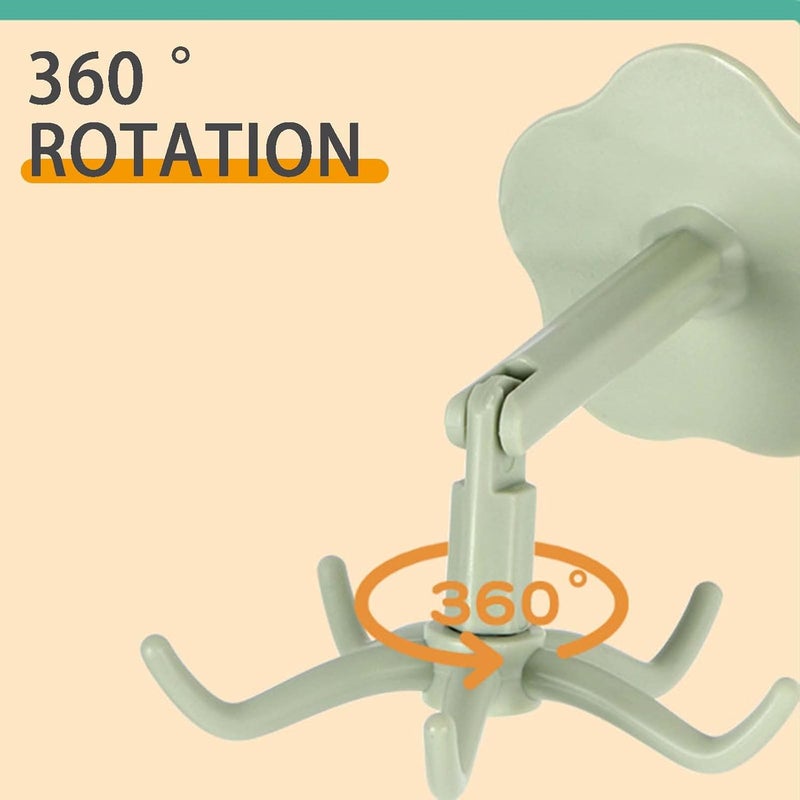 comfrt 3 PCS 360 Rotating Folding Hook Self-Adhesive 180 Degrees Vertical Flip Hook Waterproof Utility Hook for Home Bathroom Potty Seat Kitchen Office Towel (Green) - Image 3