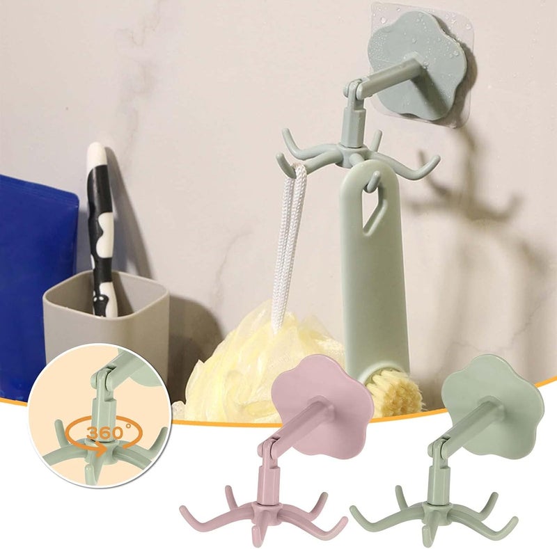 comfrt 3 PCS 360 Rotating Folding Hook Self-Adhesive 180 Degrees Vertical Flip Hook Waterproof Utility Hook for Home Bathroom Potty Seat Kitchen Office Towel (Green) - Image 5