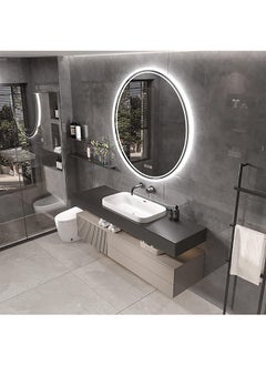 WISFOR Round Wall Mounted Mirror 80x80cm LED Illuminated Bathroom Mirror Round Dimmable Backlit Lighted Smart Mirror with Double Strips Anti-fog Wall Mounted Vanity Mirror for Shaving  - Image 5